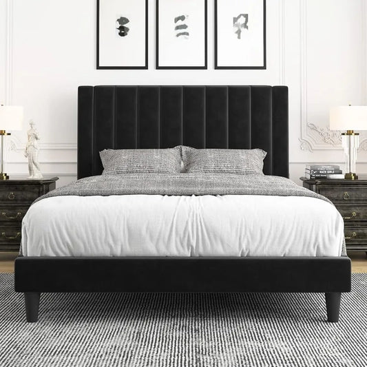 Queen Bed Frame Bed Bases and Frames Bedframe & King Size Base Bedroom Furniture Home Easy Assembly Black