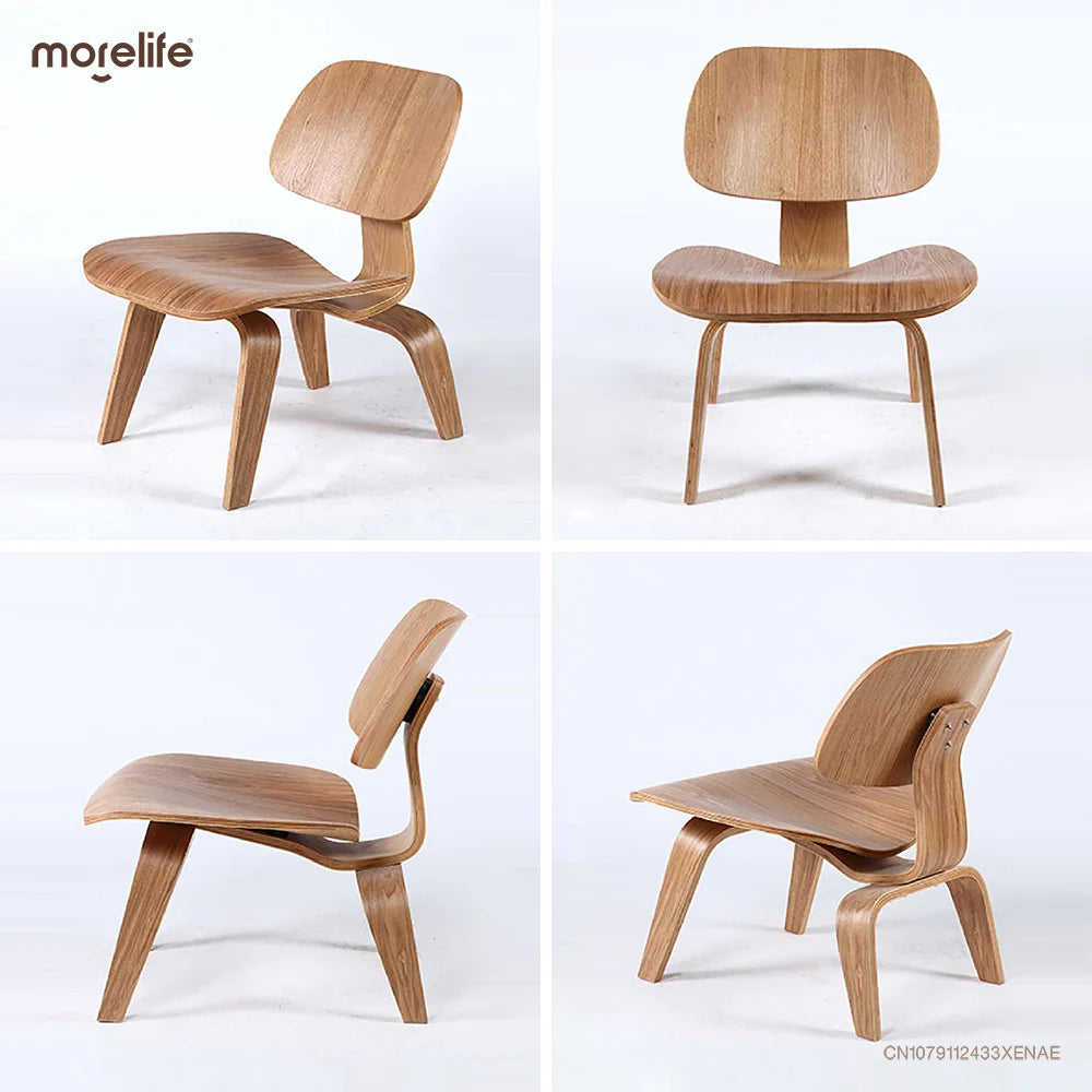 Modern Plywood Lounge Chair Natural Walnut Wood Low Lounge Chair for Living Room Mid Century Wooden Accent Chair Furniture