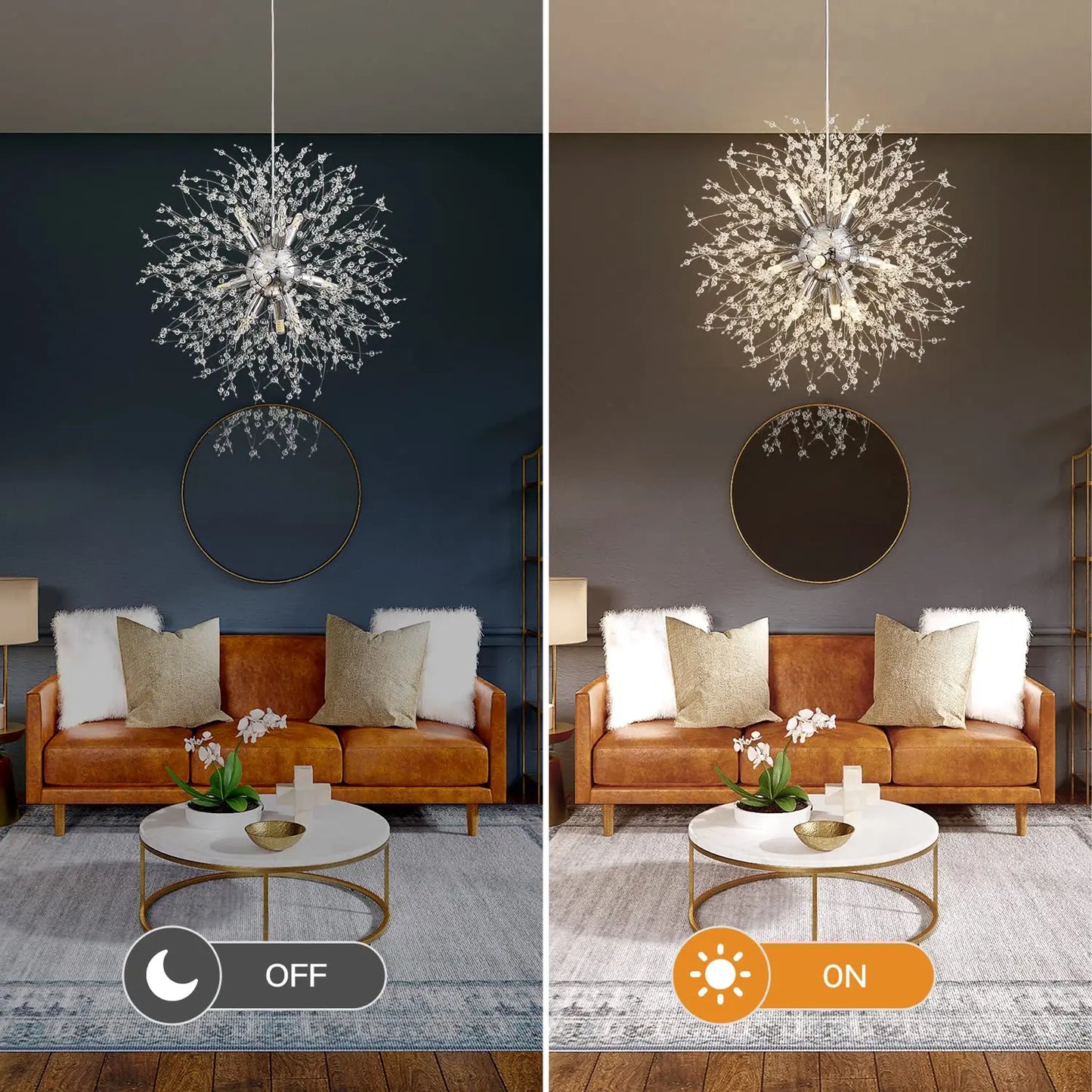 IRALAN Modern Dandelion LED Chandelier Lighting Pendant Lamp For Living Room Dining Room Home Decoration Art Crystal Lamps