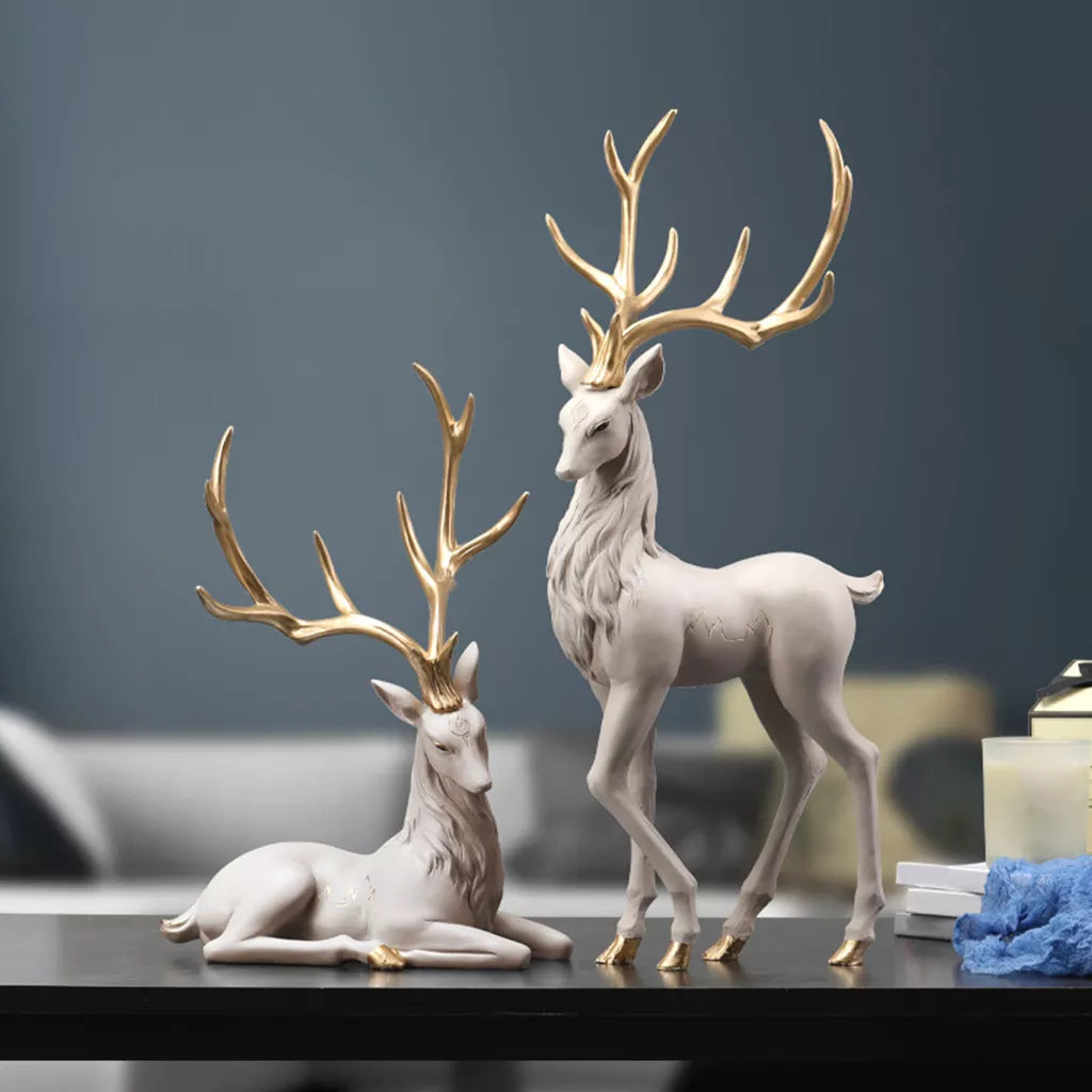 Deer Decoration Black Reindeer Ornaments for Shelf Living Room Craft Furnishings Elk Reindeer Ornaments Sculptures Home Decor