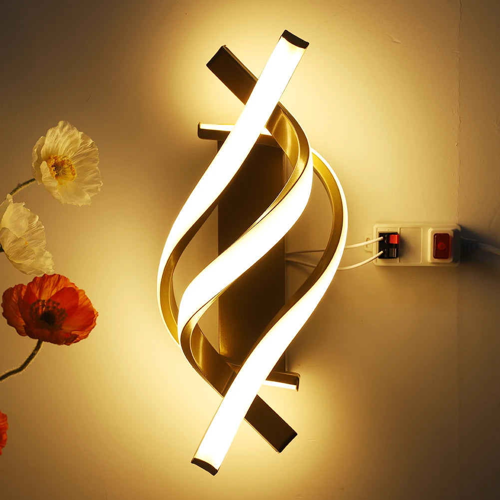 Indoor Wall Light 18W Bedroom Night Light Curved Design Living Room Background Light 3000K 1280LM Minimalist for Home Study Room