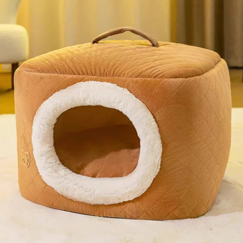 Winter Deep Sleep Cat Bed Soft Warm Pet Cushion House Cozy Dog Cat Basket Tent Cat Mat Bag Cave For Small Medium Dogs Cats