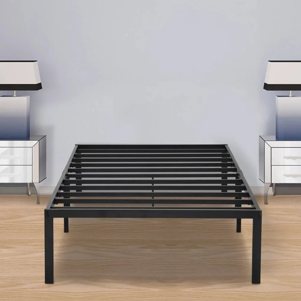 Twin Size Bed Frame, 14" High, 3000lbs Heavy Duty Extra Long Metal Bed Platform, Twin XL Size Bed Frame