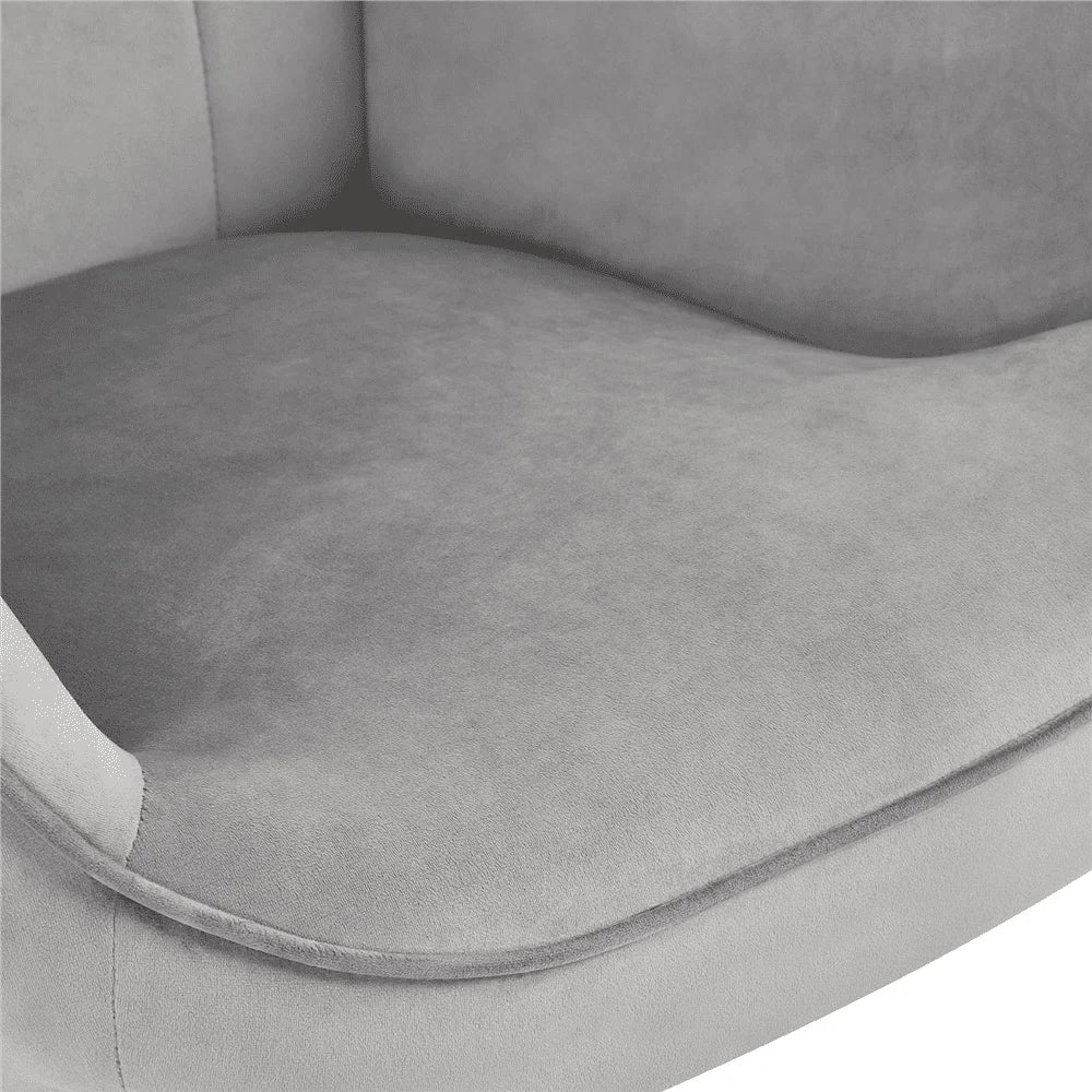 Modern Velvet Upholstered Accent Chair with Tufted High Back,Light Gray