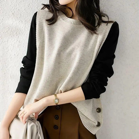 Knitted Vest Women Spring Autumn Casual Sleeveless Sweater Pullovers Female Korean Fashion Knitwear Waistcoat свитер женский