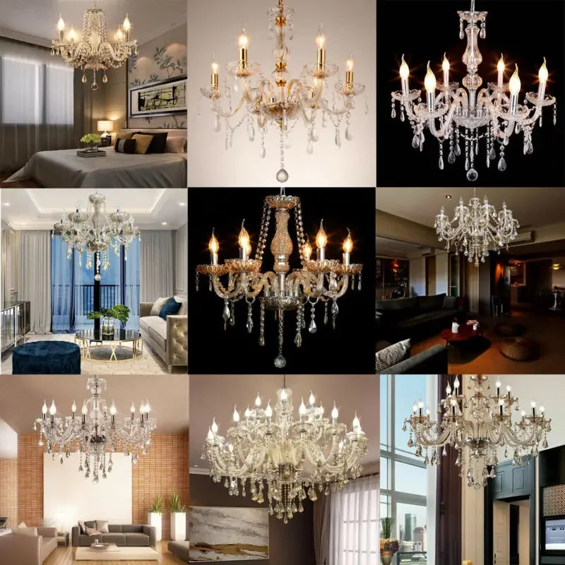 4-15 Arms K9 Crystal Chandelier Cognac Color Modern Luxury Pendant Light For Hallway Living/Dining Room Bedroom Home Lighting