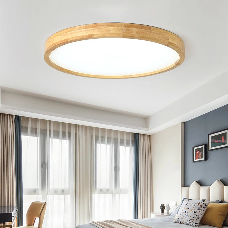 Nordic Ultra-thin LED Wooden Ceiling Lights for Living Room Bedroom Ceiling lamp Wood Fixture Lamp Modern Acrylic Lampshade