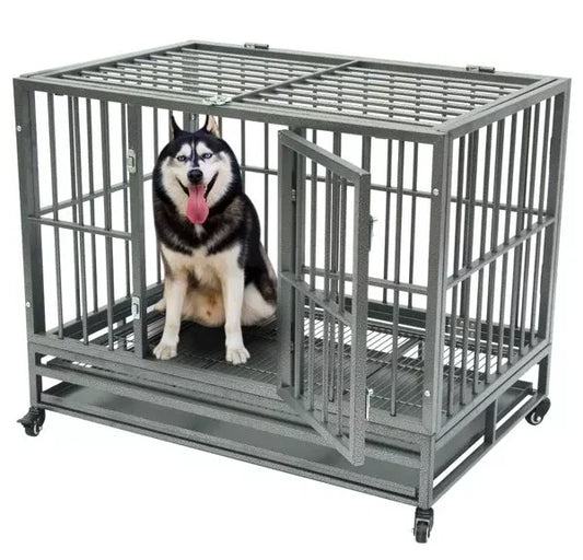 Dog Kennels Cages Heavy Duty Dog Cage  Outdoor Strong Stainless Steel Enclosed Metal Wire Folding Crate Cage Pet