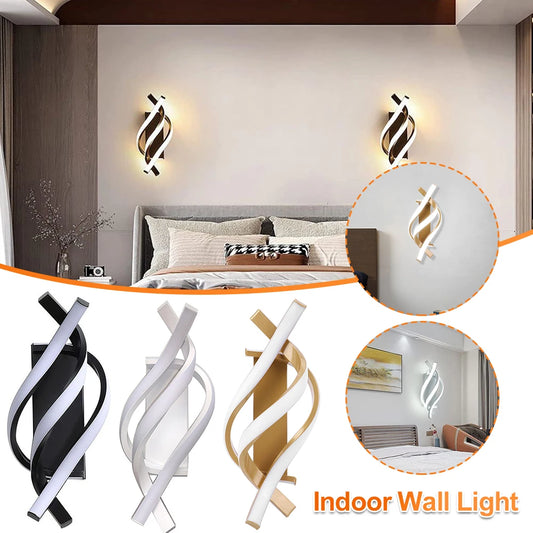 Indoor Wall Light 18W Bedroom Night Light Curved Design Living Room Background Light 3000K 1280LM Minimalist for Home Study Room