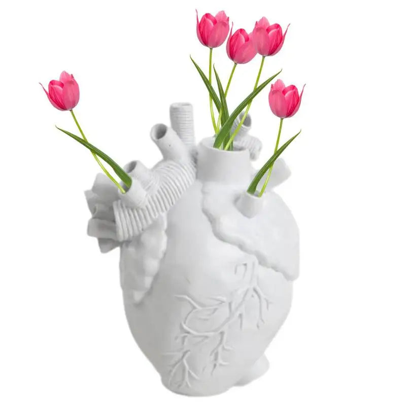 Modern Style Flower Vase Red Heart Vase Flower Pot Ceramic Art Crafts Bedroom Living Room Desktop Decoration