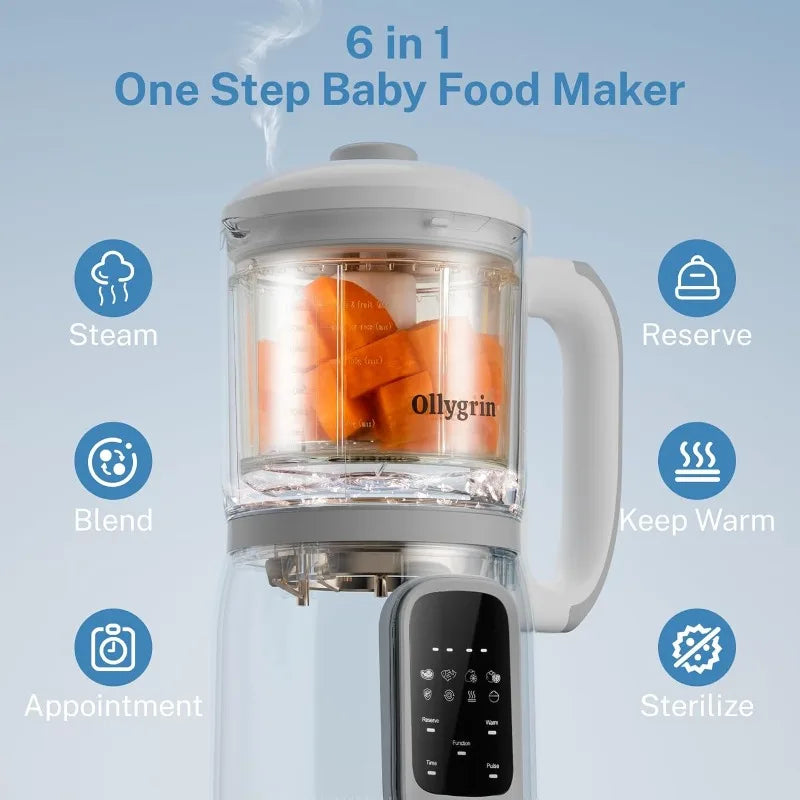 Baby Food Maker Steamer and Blender, Food Processor Puree Machine, Food Maker Chopper Grinder Auto Cooking Grinding Touch Screen