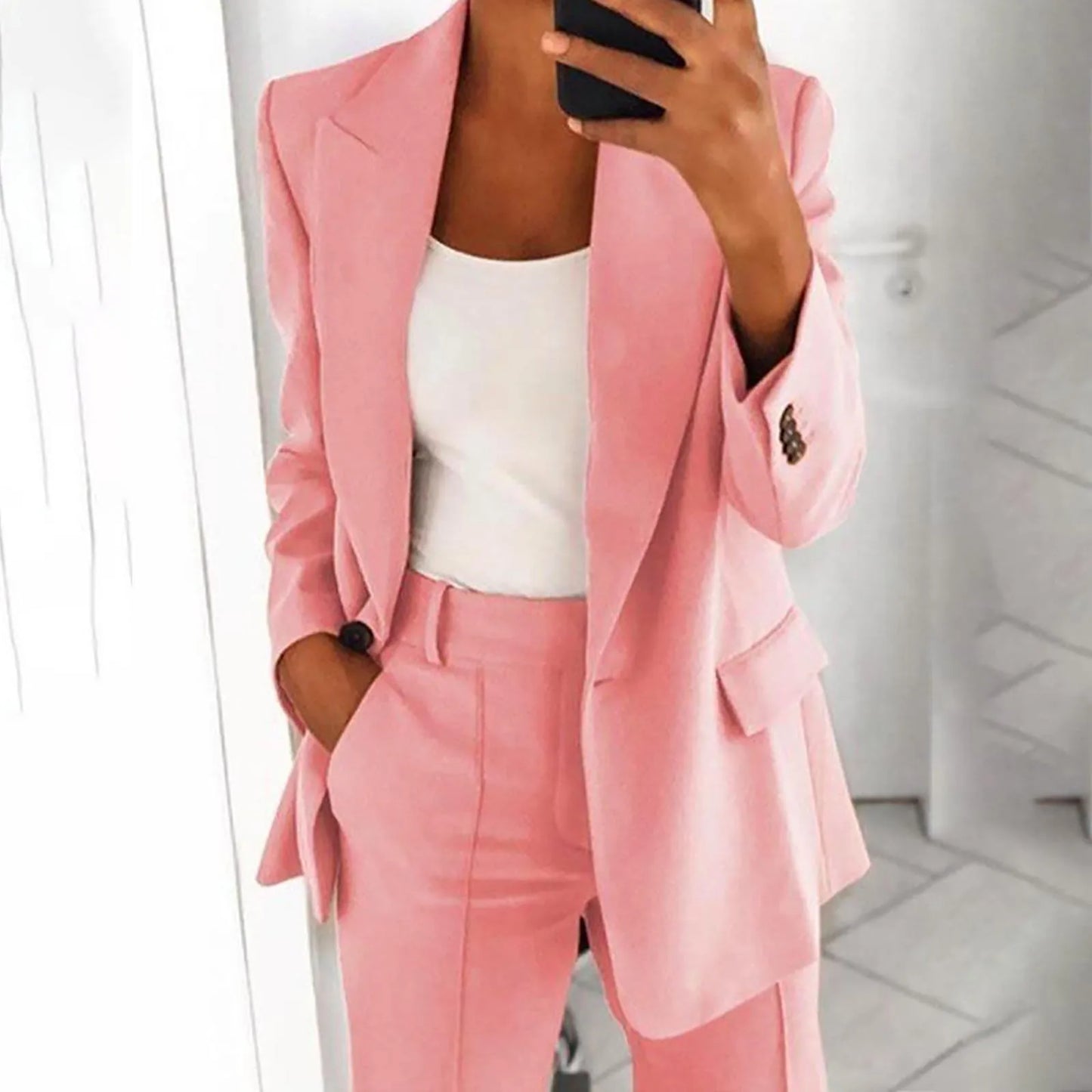 Autumn Spring Solid Blazer Coat Women Notched Long Sleeve Cardigan Button Casual Jacket Suits Office Lady Blazers Jackets куртка