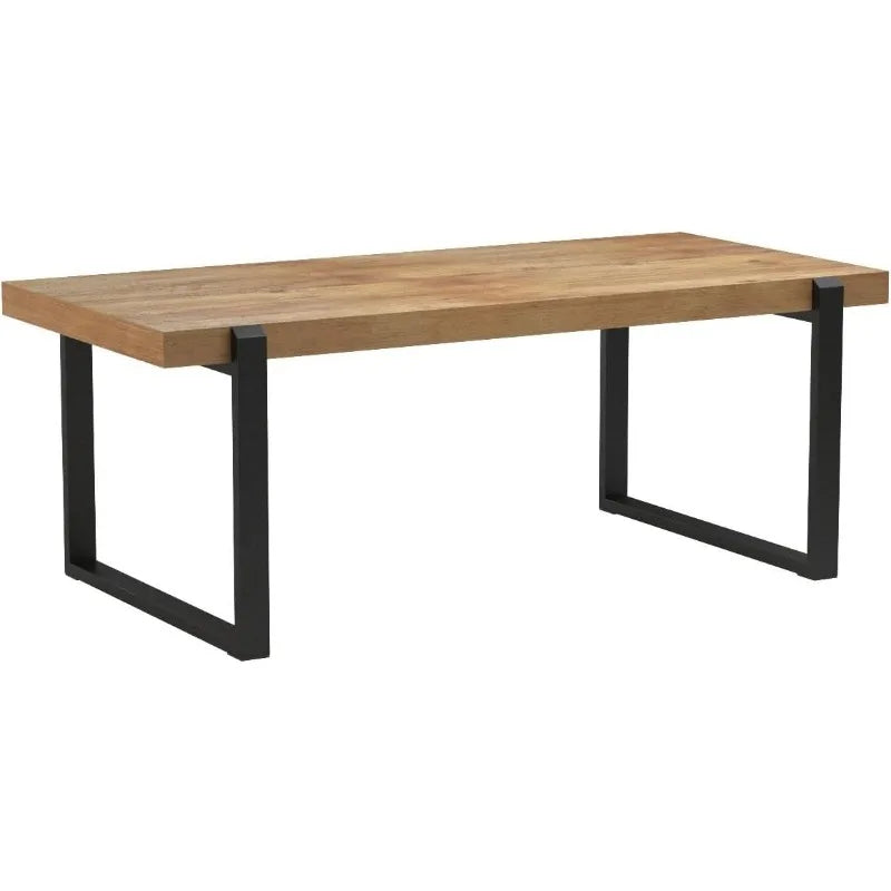 FOLUBAN Rustic Coffee Table,Wood and Metal Industrial Cocktail Table for Living Room, 47 Inch Oak