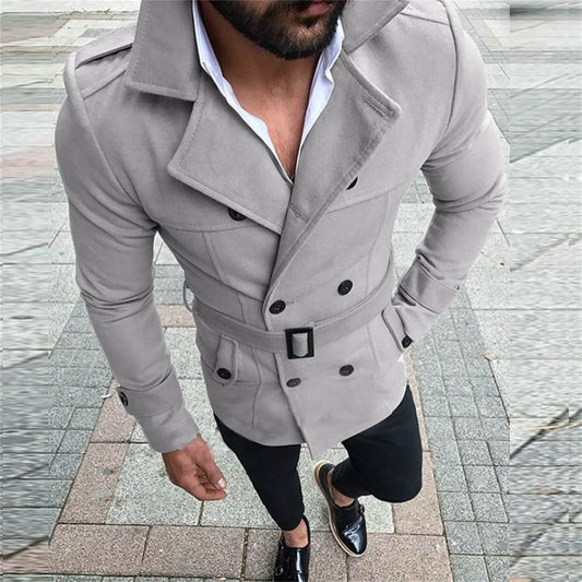 New Jacket Men Slim Fit Long Sleeve Suit Top Jacket Trench Coat Outwear Men Coat Wool Hooded Autumn Winter Warm Button Coat