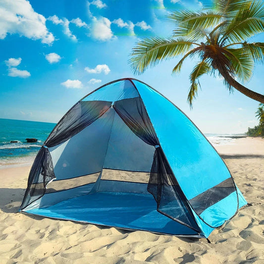 Full Automatic Pop Up Beach Tent, Portable Seaside Sunshade, Sunscreen Quick Opening, Children's Park Picnic Mosquito Mesh Door