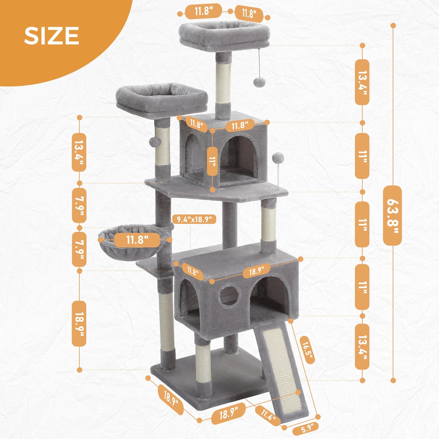 Free Shipping  Multi-Level Cat Tree For Cats With Cozy Perches Stable Cat Climbing Frame Cat Scratch Board Toys Gray&Beige