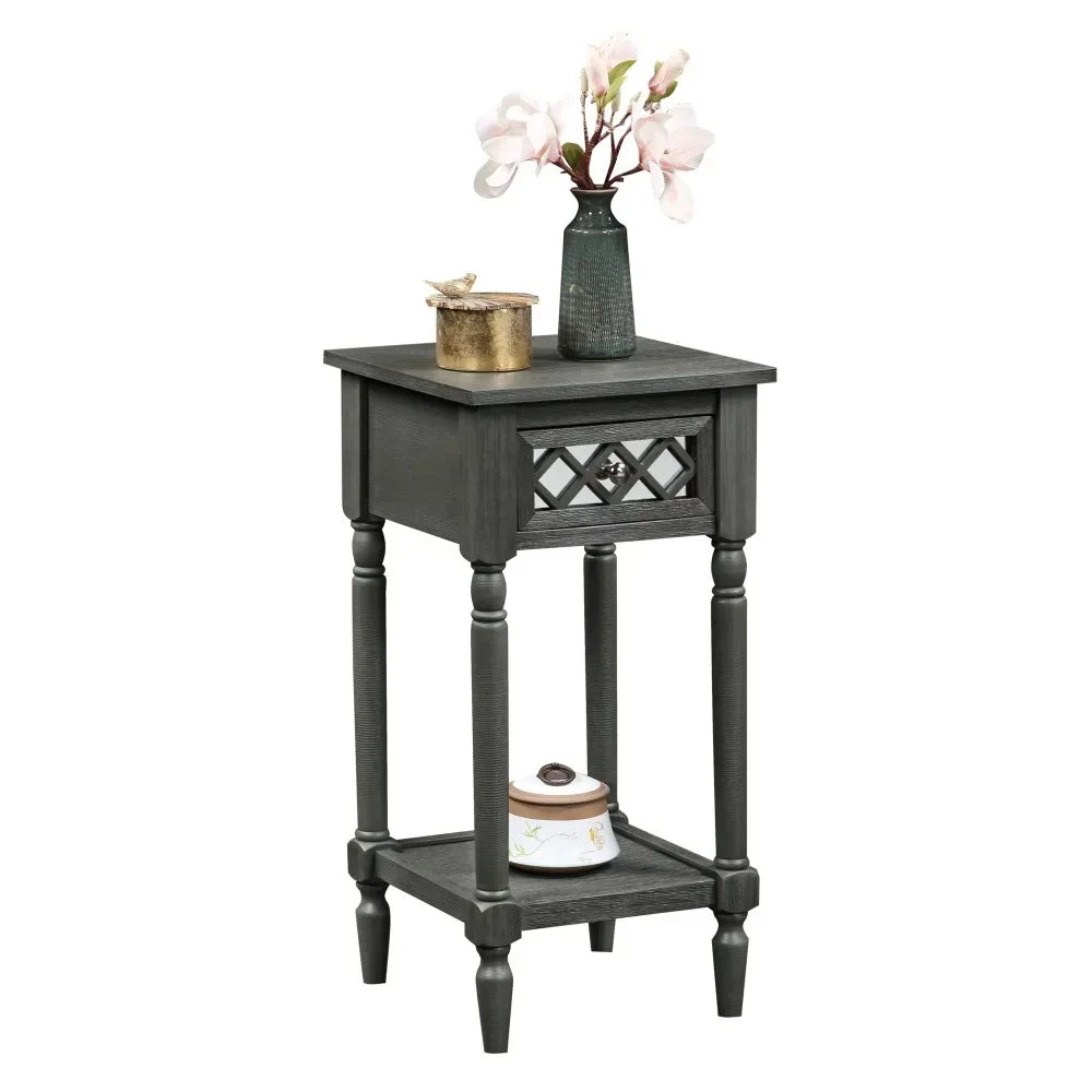 French Country Khloe Deluxe 1 Drawer Accent Table with Shelf