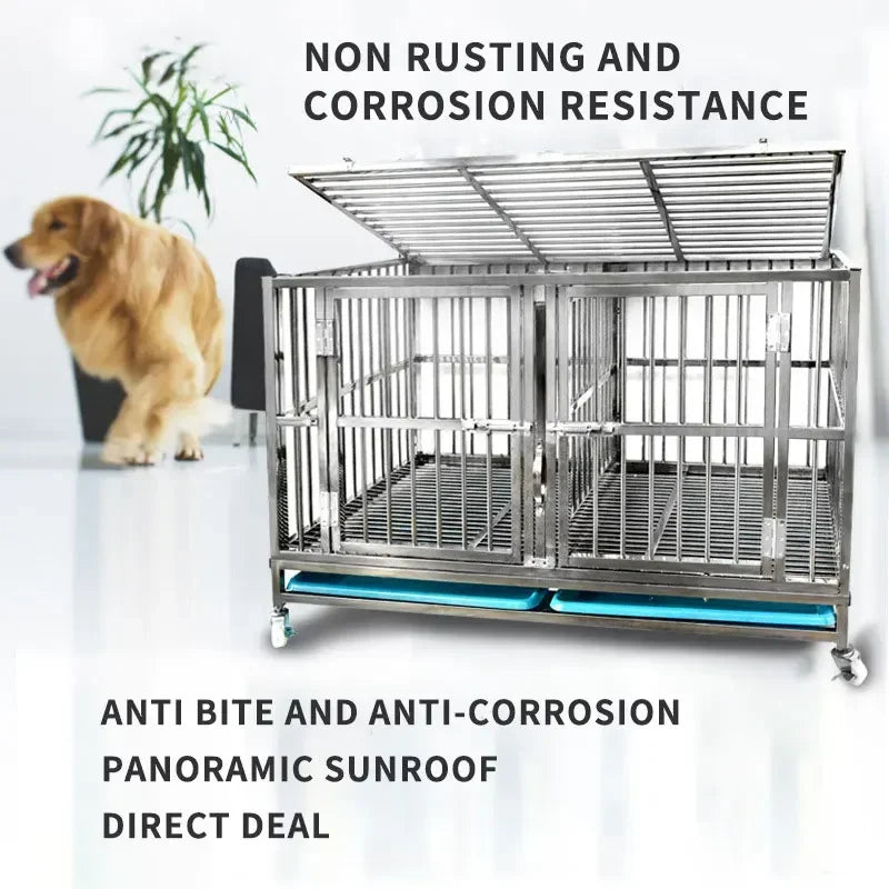 Stainless Steel Dog Cage Multi-layer Cage Boarding Cage For Large, Medium-sized, Dog Kennel Heavy Duty Dog Crate