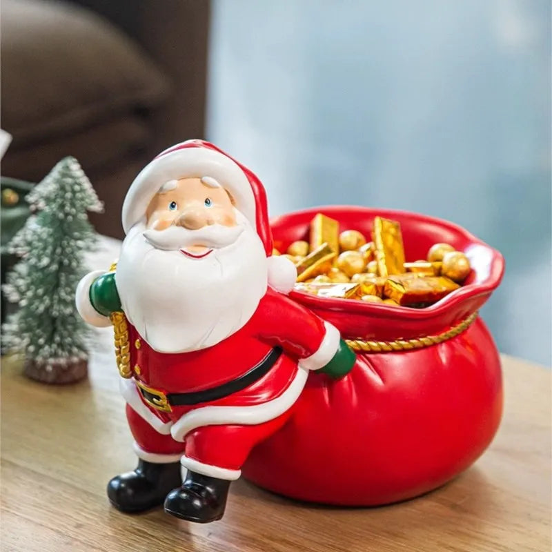 Christmas Santa Claus Figure Statues Resin Crafts Storage Sculpture Desktop Holder Ornament Living Room Interior Home Decor Gift