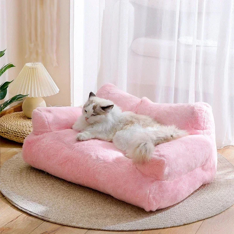 Cat Bed Sofa Winter Warm Pet Sleeping Cushion Detachable Plush Kitten Dog Kennel Non-slip Mats Puppy House Basket Supplies Gatos