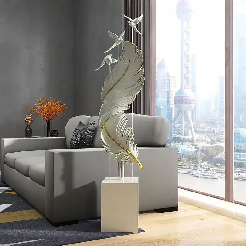 Nordic Living Room Luxury Angel Feather Floor Decoration Large Office Home Accessories Sculptures & Figurines Home Decoration