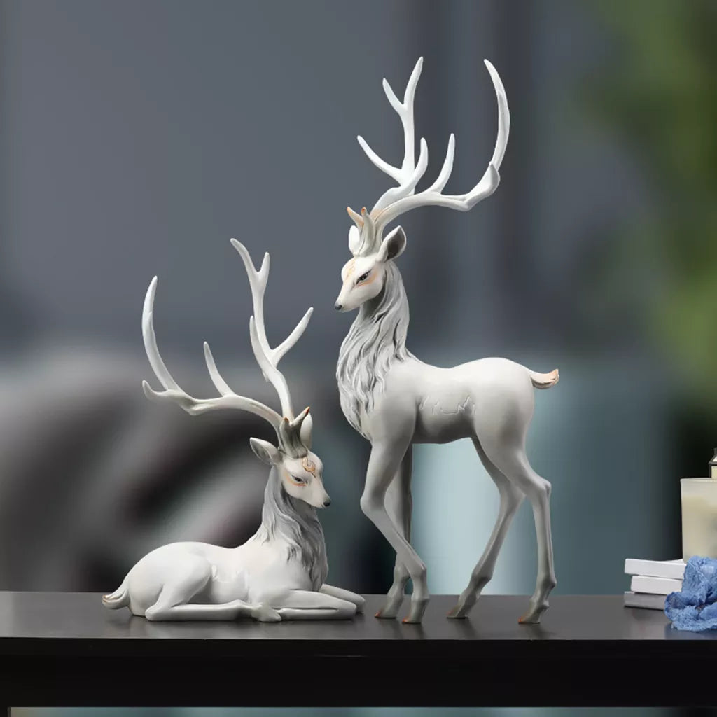 Deer Decoration Black Reindeer Ornaments for Shelf Living Room Craft Furnishings Elk Reindeer Ornaments Sculptures Home Decor