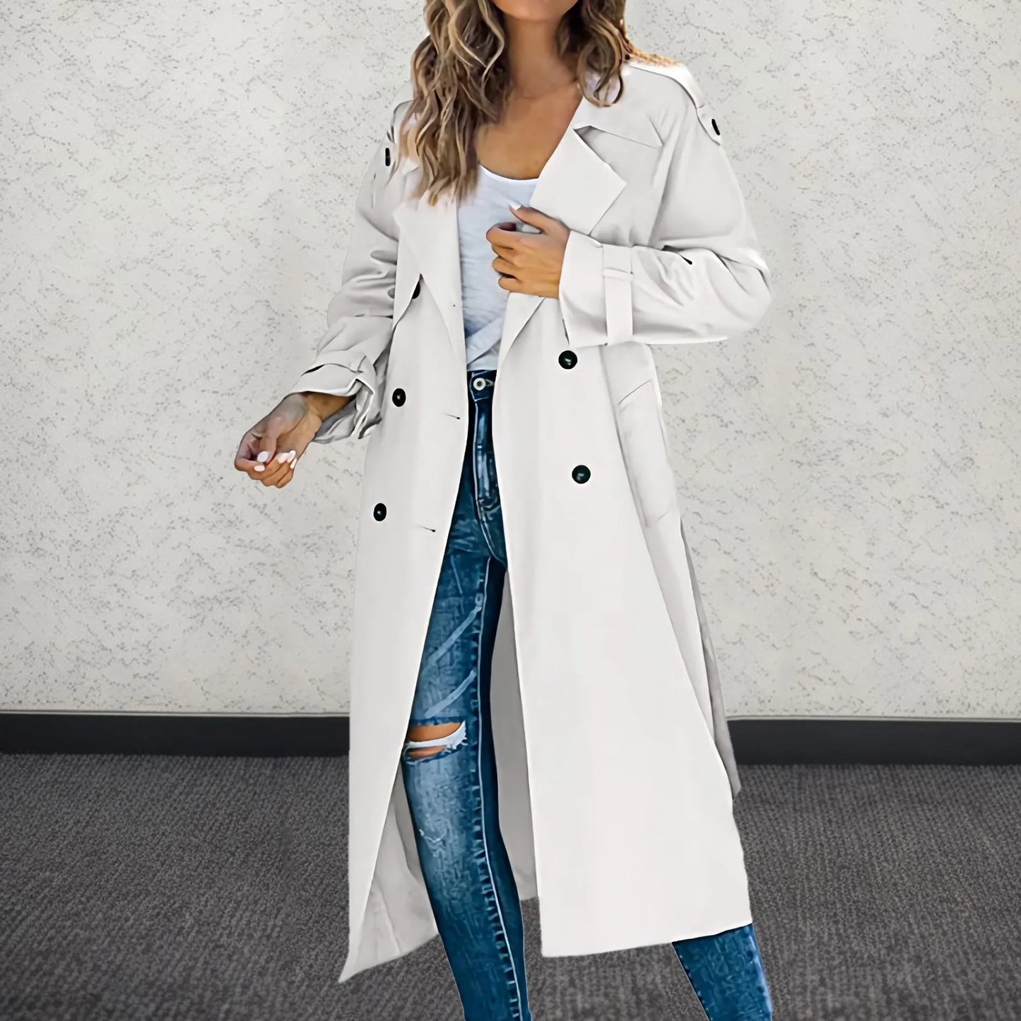 Women's Mid Length Casual Versatile Trench Coat Western Fashion