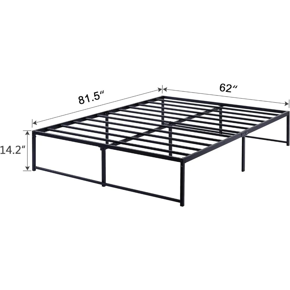 VECELO 14" Metal Platform Bed Frame/Mattress Foundation/No Box Spring Needed/Steel Slat Support (Queen Size)