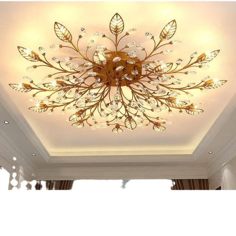 Black Bronze Crystal Ceiling Lamp Lamp in the Living Room European Flower Shaped Chandelier Led Bedroom Dining Room Lamps