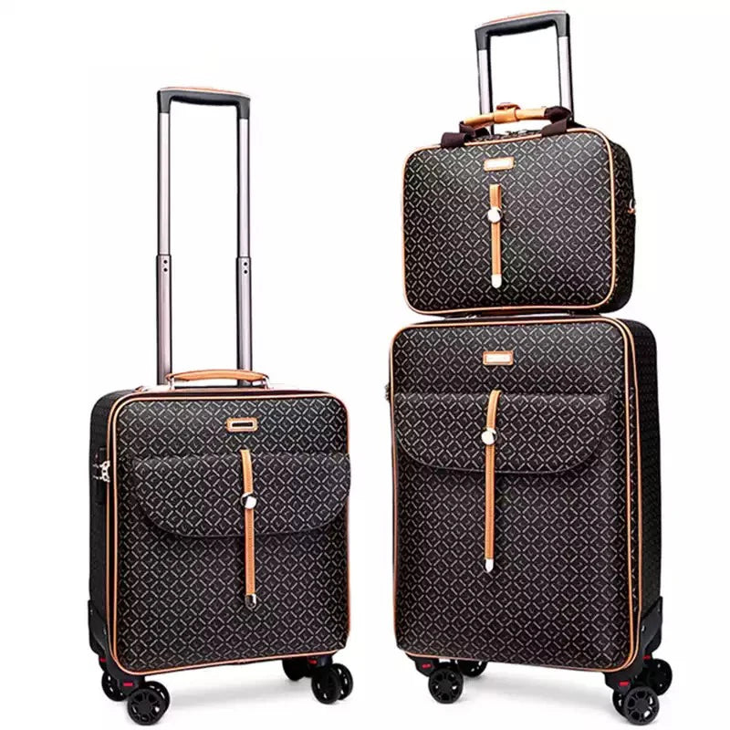 Fashion 16/20/24 inch PU Rolling Luggage Spinner Brand Travel Suitcase With Handbag Men Women Carry On Set Trolley Luggage