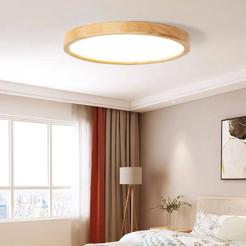 Nordic Ultra-thin LED Wooden Ceiling Lights for Living Room Bedroom Ceiling lamp Wood Fixture Lamp Modern Acrylic Lampshade