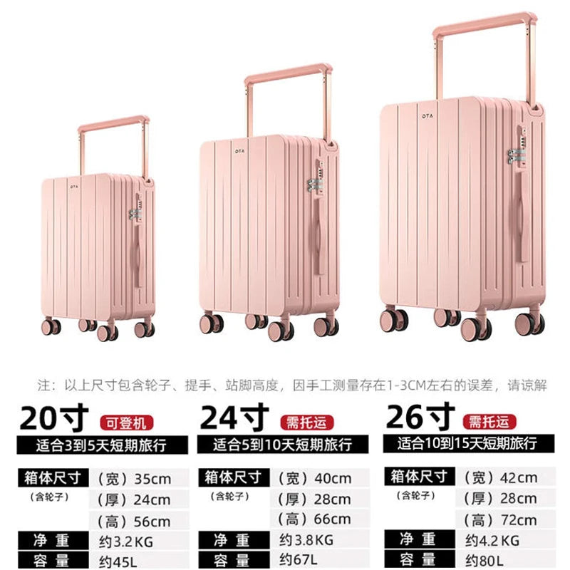 Boarding box 20 inches high appearance level new luggage female small pink suitcase wide male trolley box 24