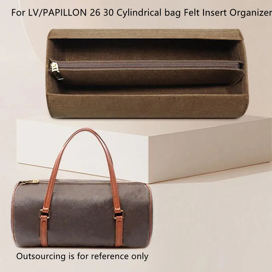 Felt Cloth Insert Bag Organizer for PAPILLON 26 30 Cylindrical Hand bag Organizer Women Travel Portable Cosmetic Inside Bags