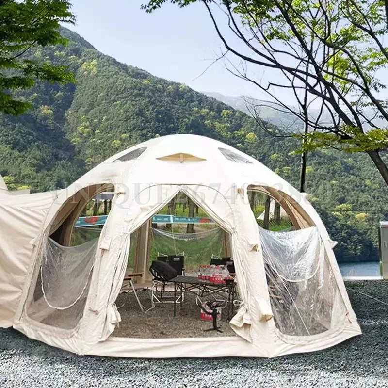 Inflatable Starry Circular Camping Tent, Glamping Round Tent, Outdoor Go Hike Resort