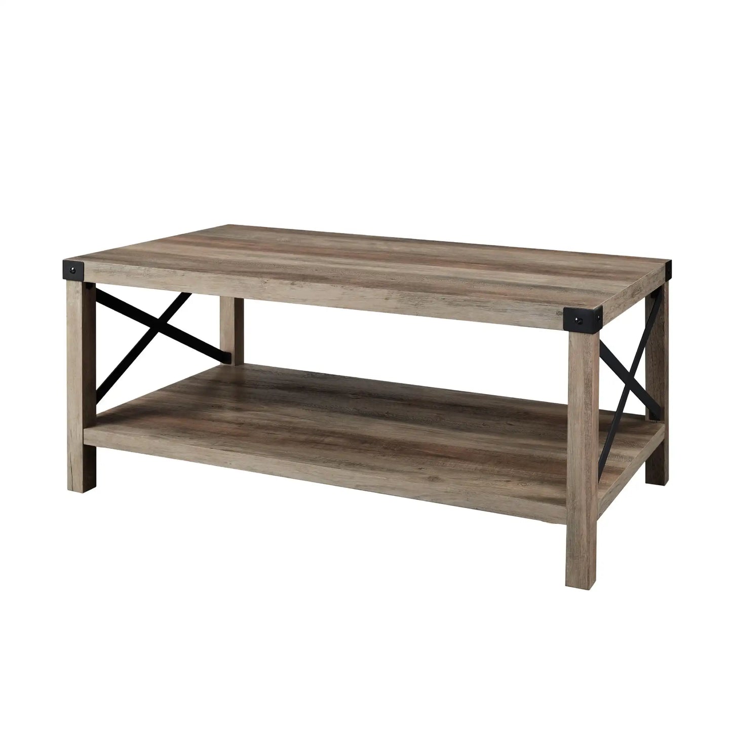 Magnolia Metal X Coffee Table, Gray Wash for Living Room, Small Rising Wooden Dining Center Tables