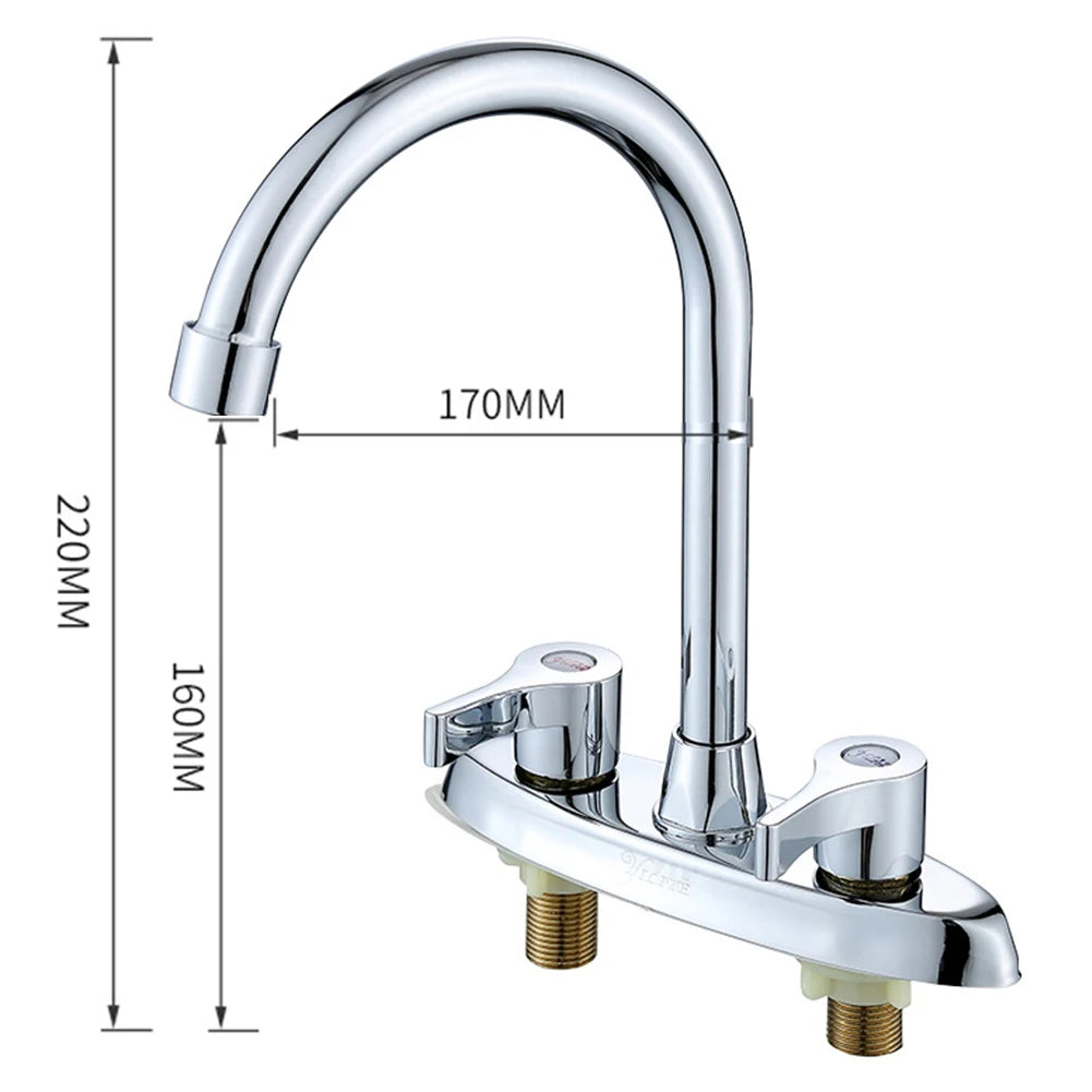 Double Hole Handle Kitchen Faucet Brass Rotary Hot And Cold Basin Sink Mixer Tap Sink Water Mixer Washbasin Kitchen Faucet