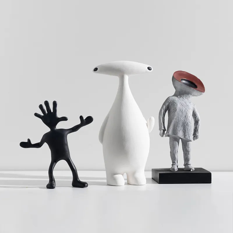 Nordic Modern Minimalist Creative Abstract Character Sculpture Cartoon Alien Resin Crafts Home Living Room Bedroom Decoration