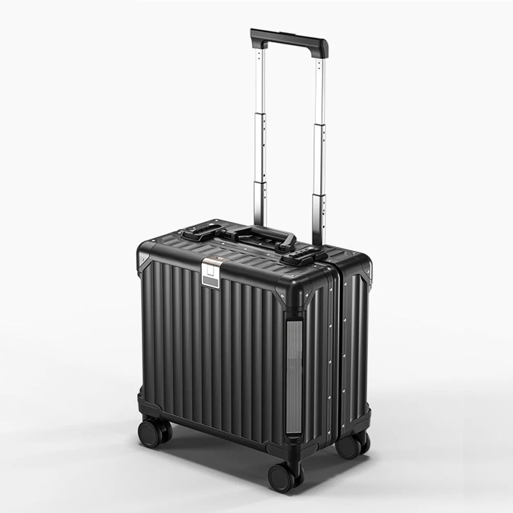 2023 Aluminum Magnesium Alloy Luggage Men/Women Travel Suitcase With Telescopic Pull Rod Spinner Size:43-25-40cm