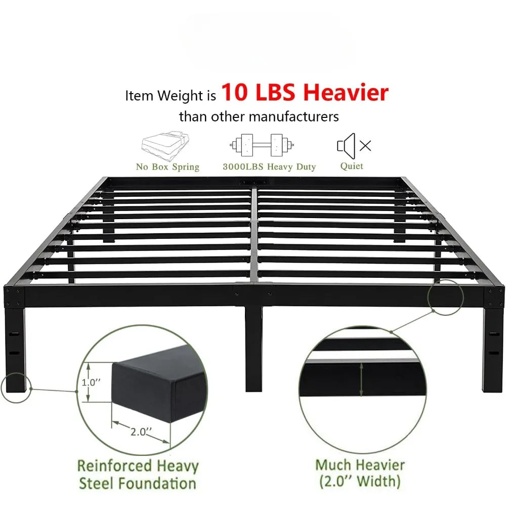 14 Inch Platform Bed Frame, Easy Assembly Mattress Foundation, 3000lbs Heavy Duty Steel Slat/Noise Free/No Box Spring Needed