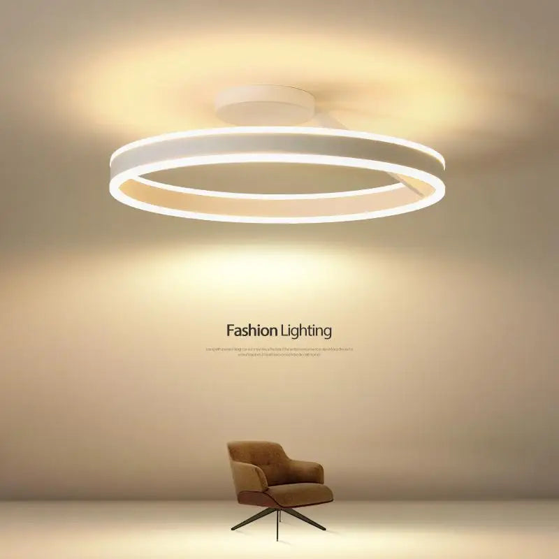 Nordic Ring Led Ceiling Chandelier Dimmable for Track Dining Living Room Center Table Bedroom Pendant Light Decor Luster Fixture