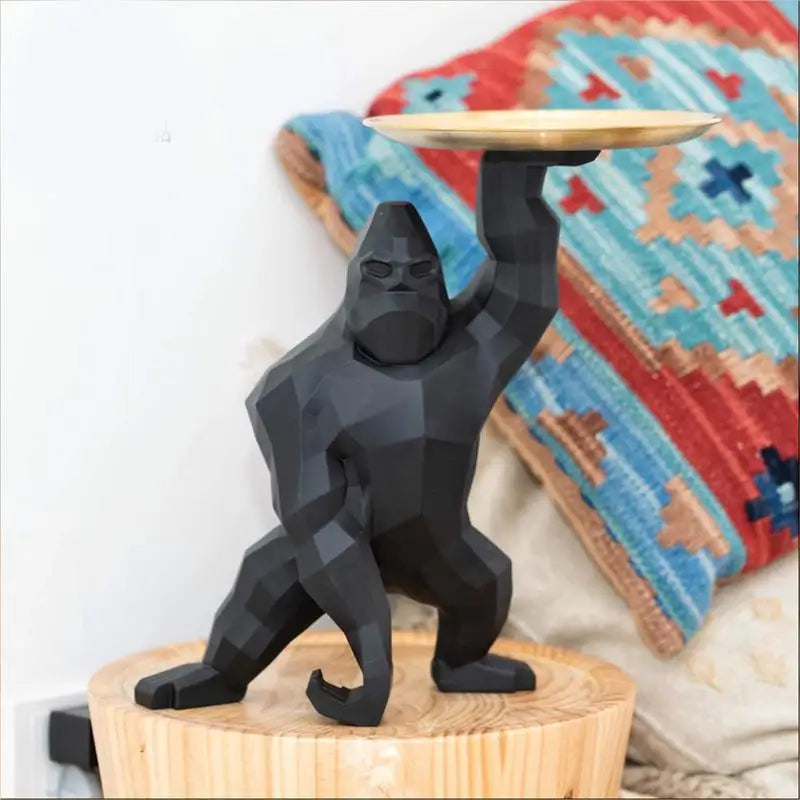 Gorilla Statue With Tray Home Decor Living Room Decorative Animal Table Room Decor Gorilla Sculpture