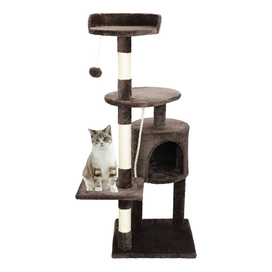 Cat Tree House Multi-layer Cat Climbing Tower Cat Scratching Posts Cover Plush Cloth Cat Condos Dangling Ball for Indoor Cats