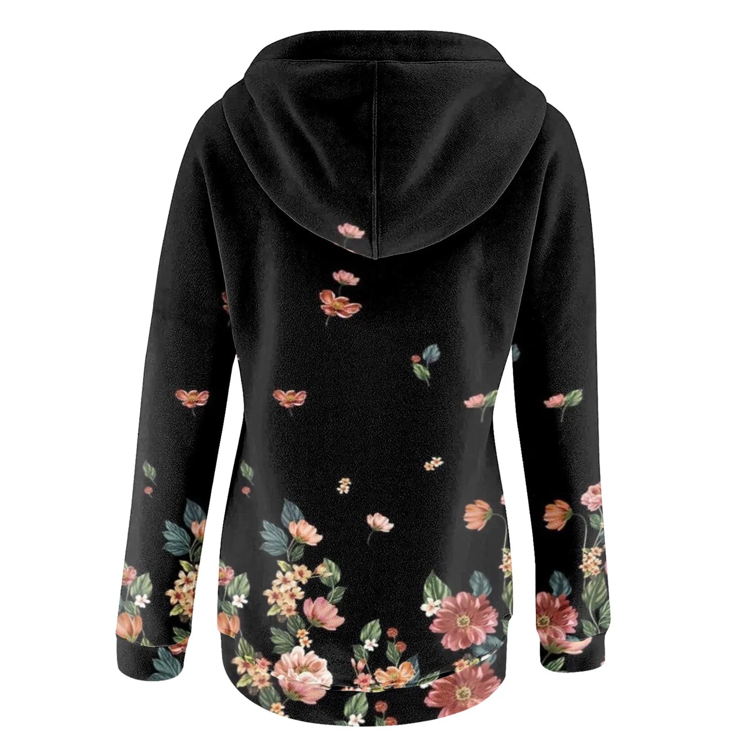 Women Zip up Hooded Sweatshirt Women Ladies Casual Fall Winter Pocket Floral Print Long Women Zip up Hooded Sweatshirt Women