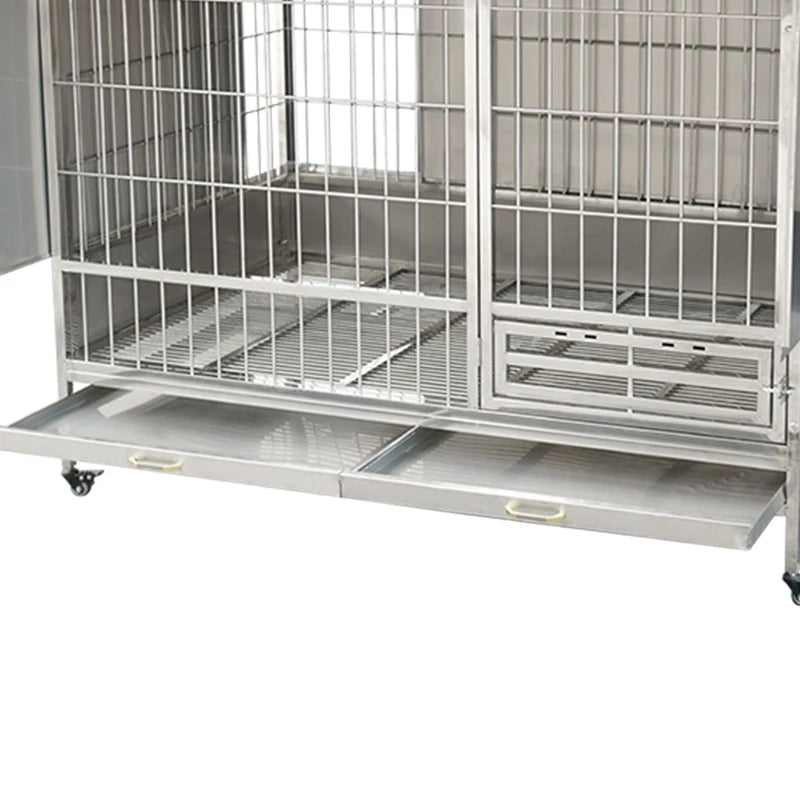 Heavy Duty Stainless Steel Dog Cages Outdoor With Waterproof Cover And Wheels Cat Cage Outdoor Dog Kennel Cat House