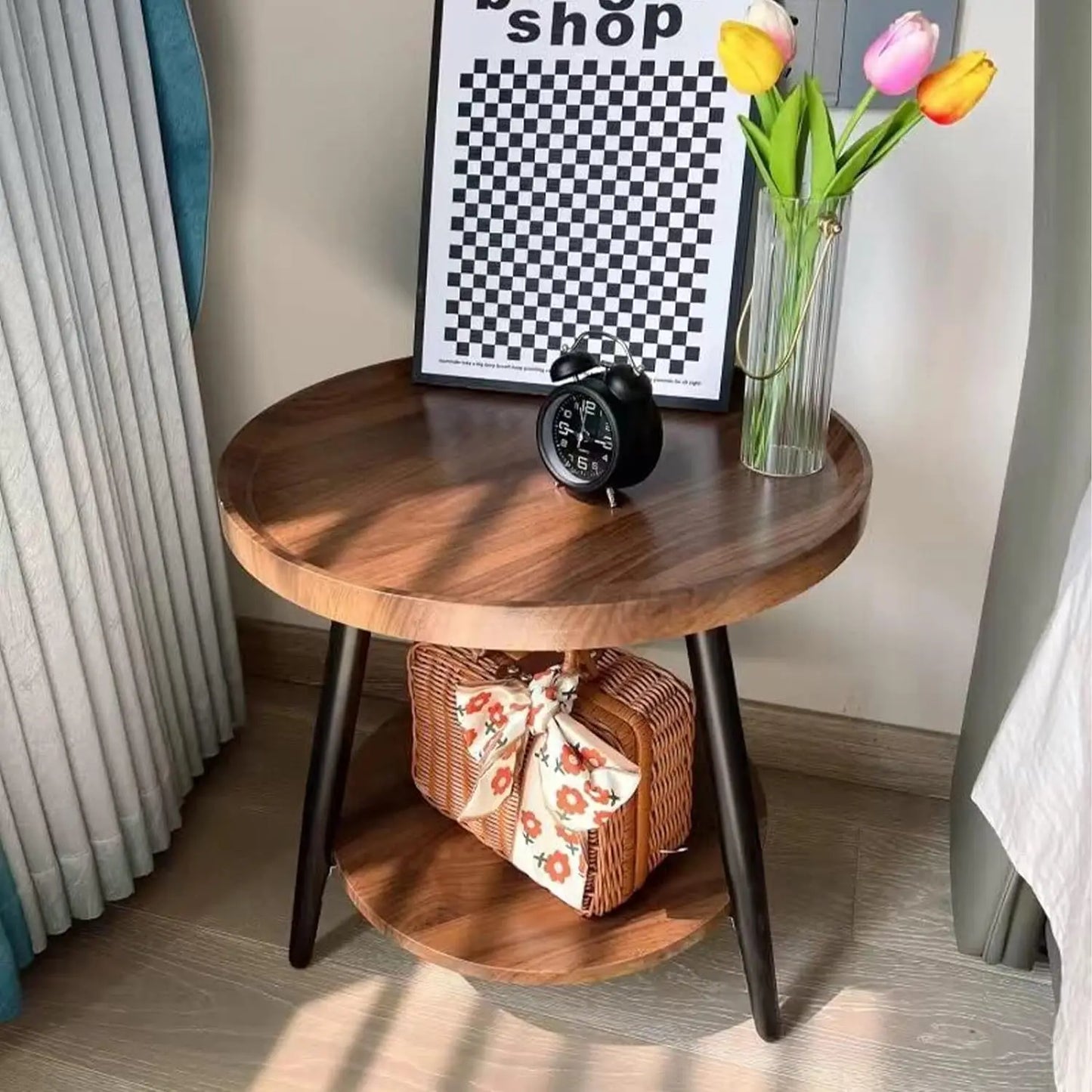 Nordic Luxury Coffee Table Modern Round Double Small Side Table Movable Small Round Table Apartment Living Room Sofa Side Table