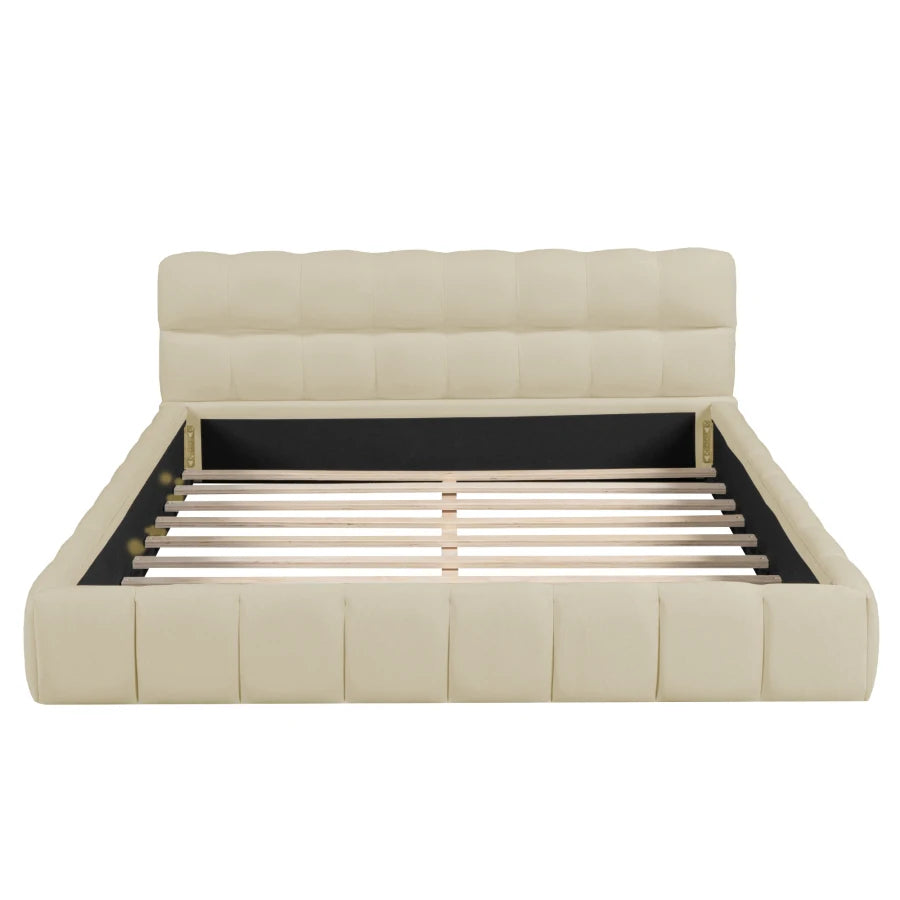 Queen Size Upholstered Platform Bed with Thick Fabric,Soft & Comfortable Grounded Bed with Solid Frame,Easy Assembly,for bedroom