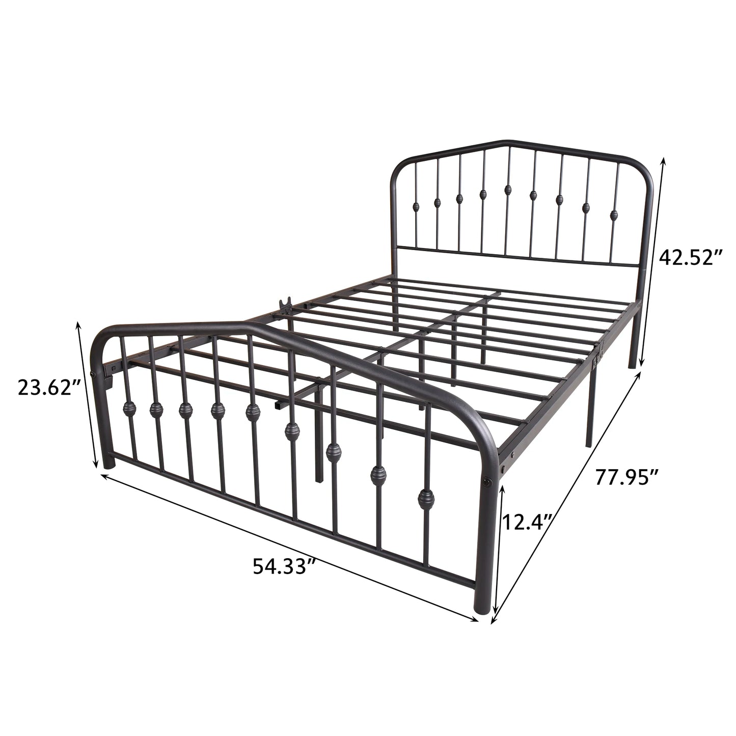 Bed Frame Metal Black Twin Low Loft Bunk Floating Bed Kids Bedroom Storage Guard Rail Ladder Bedframe