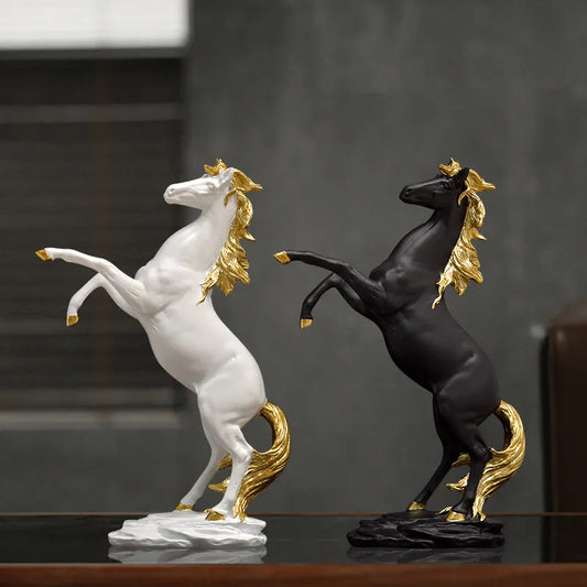 Gold, White, Black Resin Horse Statue, Home Decor, Craft Decorations for Office Bedroom Living Room, Horse Sculpture, Great Gift