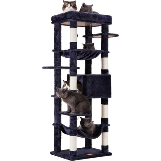 Cat Tree for Large Cats 20 lbs Heavy Duty,69 inches XXL Cat Tower for Indoor Cats,Multi-Level Cat Furniture Condo for Cats