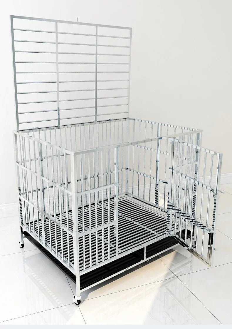 Stainless Steel Dog Cage for Small and Medium Dog Square Kennel with Toilet Indoor Pet Cage Cage with Fence Dog House Indoor